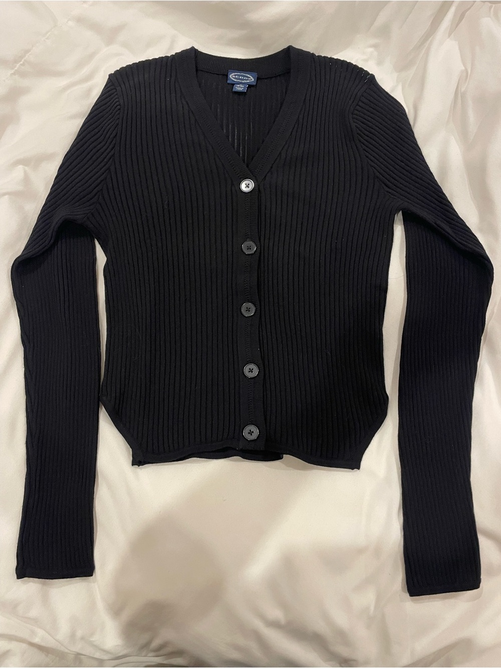 Scoop Button Down Ribbed Cardigan